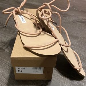 Nude tie up sandals